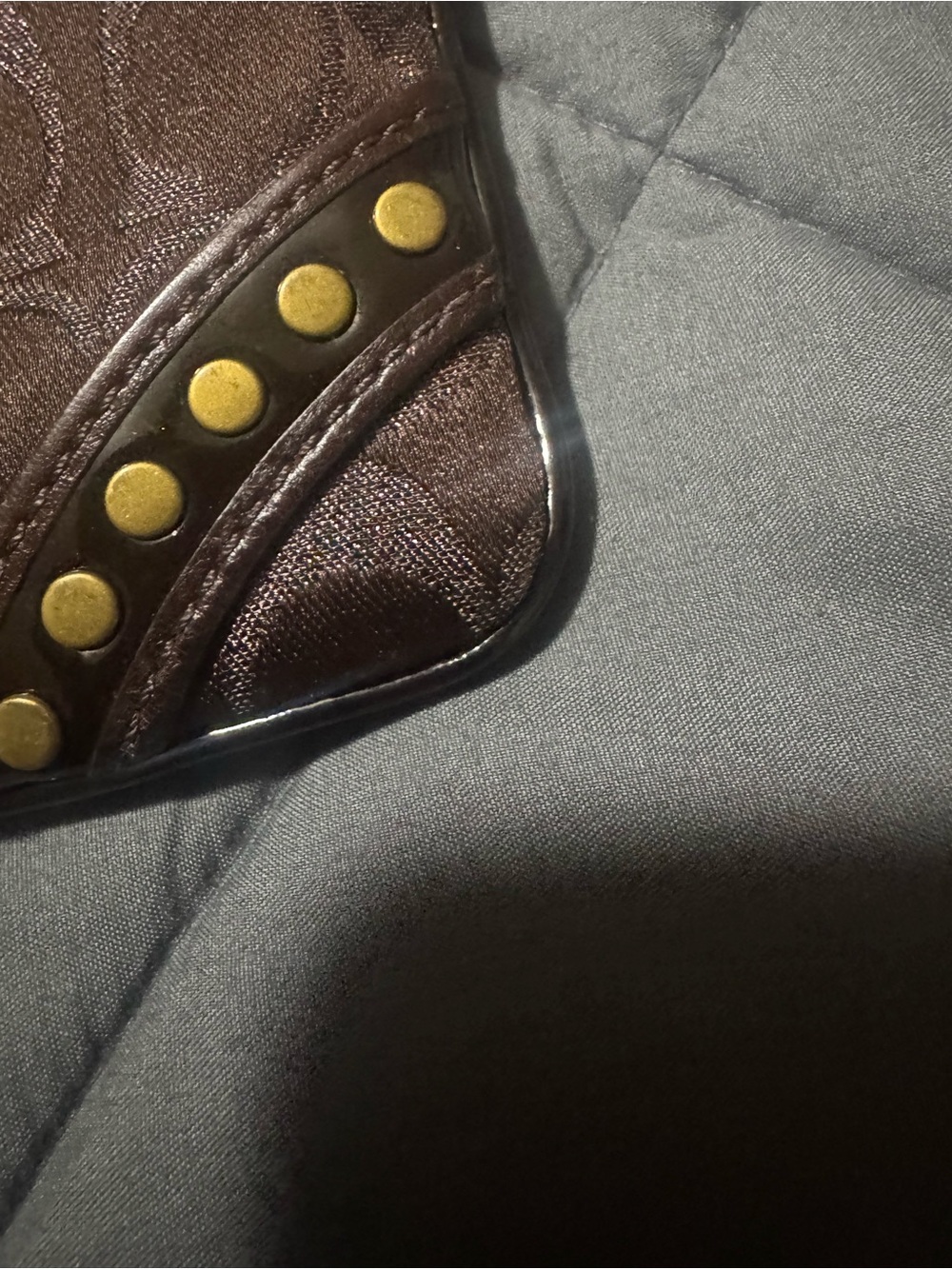 Coach Metallic Brown Signature Studded Wristlet - Picture 5 of 7